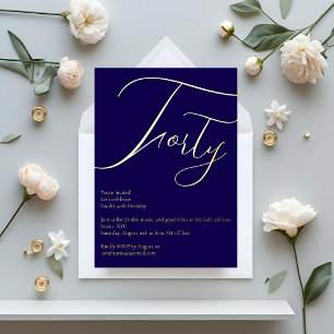 En Aluminium Marine Blue & Gold Foil Invitation 40e anniversair