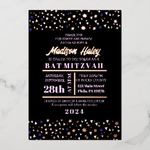 En Aluminium Marine Stars Bar Bat mitzvah Invitation Gold Inlay