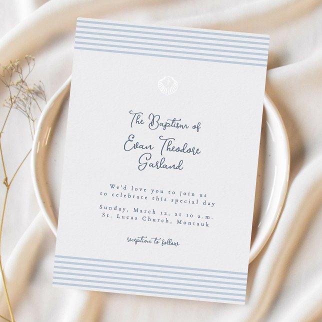 En Aluminium Minimal classic blue baptism Foil Invitation (Créateur téléchargé)