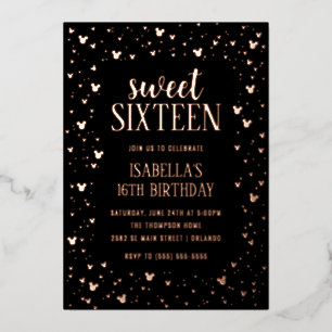 En Aluminium Minnie Rose Gold Sweet 16 Invitation