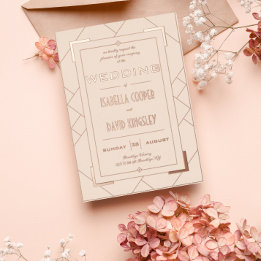 En Aluminium Modern Deco Cream and Gold I Foil Invitation
