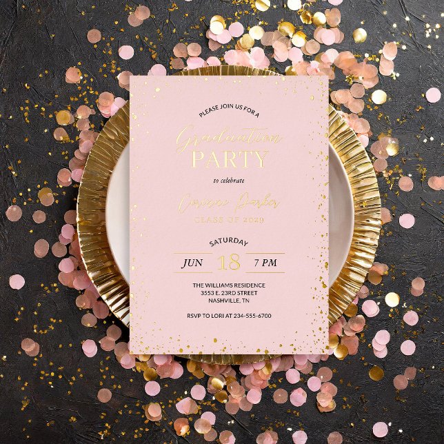 En Aluminium Moderne Glitz Graduation Party Foil Invitation (Créateur téléchargé)