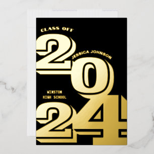 EN ALUMINIUM MODERNE GOLD GRAD PARTY FOIL INVITATION