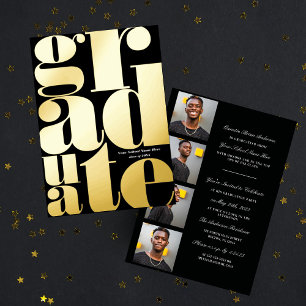 En Aluminium Moderne Invitation de Fête de Remise des Diplômes