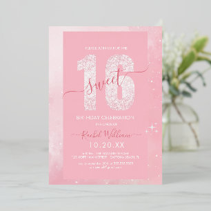 En Aluminium Parties scintillant rose douce 16 Invitation d'ann