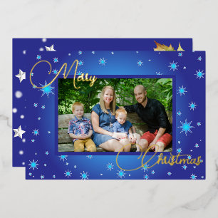 En Aluminium Photo de famille bleu glace Noël Carte de vœux