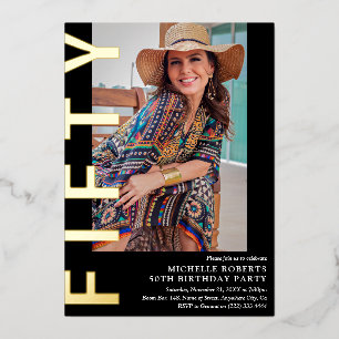 En Aluminium Photo moderne 50th Birthday Party Invitation