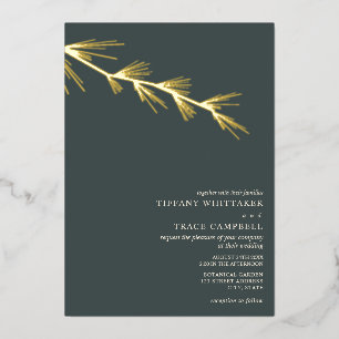 En Aluminium Pine Tree Branch Emerald Mariage Foil Invitation