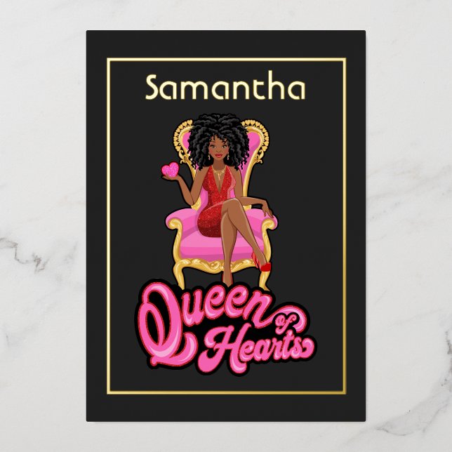 En Aluminium Pink and Gold Afro Anniversaire Foil Invitation (Recto)