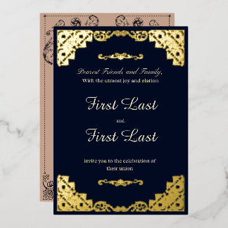 En Aluminium Pourcentage bleu foncé Invitation Mariage Foil