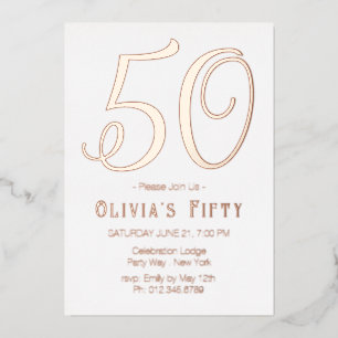 En Aluminium Rose Gold Chic 50e anniversaire Foil Invitation