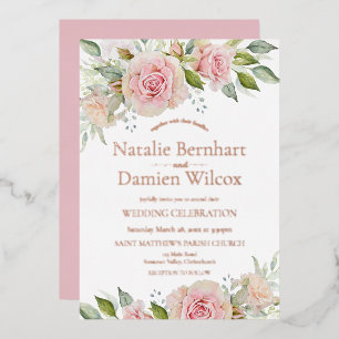 En Aluminium Rose Gold Floral Mariage Foil Invitation