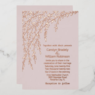 En Aluminium Rose Gold Willows Blush Mariage Foil Invitation