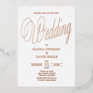 En Aluminium Rose Mariage or Real Foil Invitation