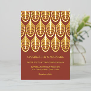 En Aluminium Rouge rouillé Art Déco or Vintage Foil Invitation