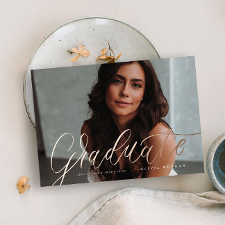 En Aluminium Script Grad Moderne Graduation Foil Invitation