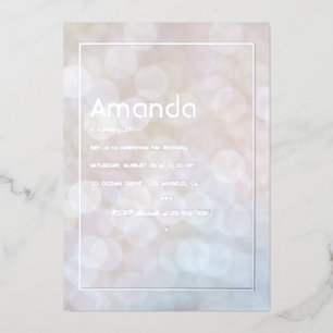 En Aluminium Silver Bokeh Anniversaire Foil Invitation