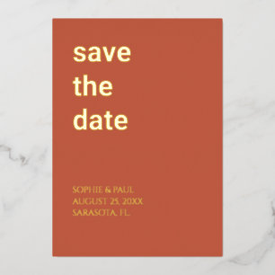 En Aluminium Simple Terracotta Enregistrer la date Invitation F