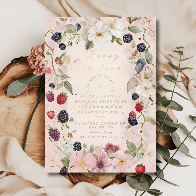 En Aluminium Strawberry Bow Bridal Shower Invitation (Créateur téléchargé)
