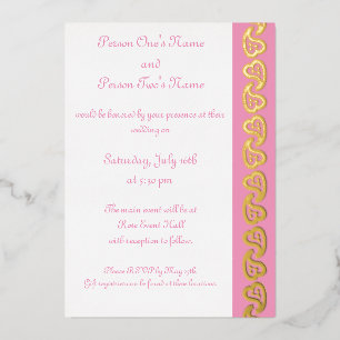 En Aluminium Sweet Paisley Hearts in Petal rose Foil Invitation