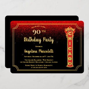 En Aluminium Symbole Glam Chicago 90e anniversaire Invitation F