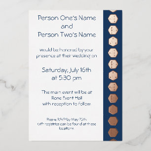 En Aluminium Tabletop Chic dans la marine Foil Invitation