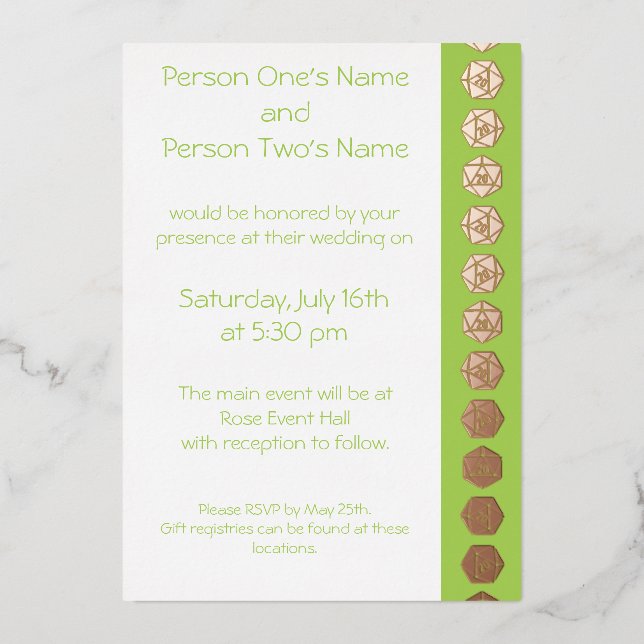 En Aluminium Tabletop Chic dans Peridot Foil Invitation (Recto)