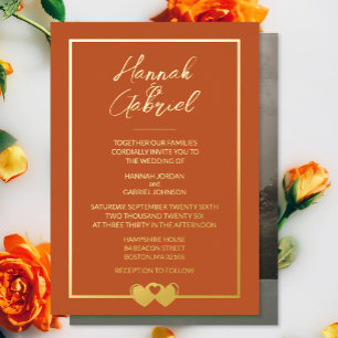 En Aluminium Terracotta Gold Photo Mariage Foil Invitation