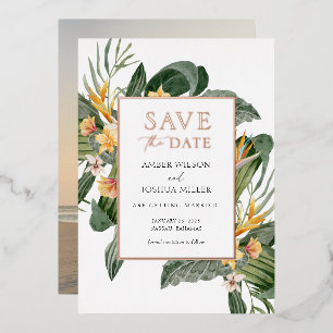 En Aluminium Tropical Save the Date avec Photo Foil Invitation