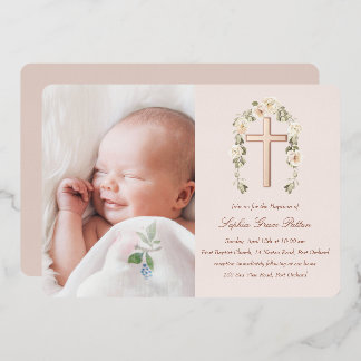 En Aluminium Véritable Foil Cross Baptême Invitation Foil Invit