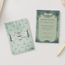 Vintage Gothique Sage Vert Mariage Foil Invitation