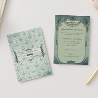 En Aluminium Vintage Gothique Sage Vert Mariage Foil Invitation
