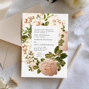 En Aluminium Vrai or rose et élégante invitation de mariage aqu