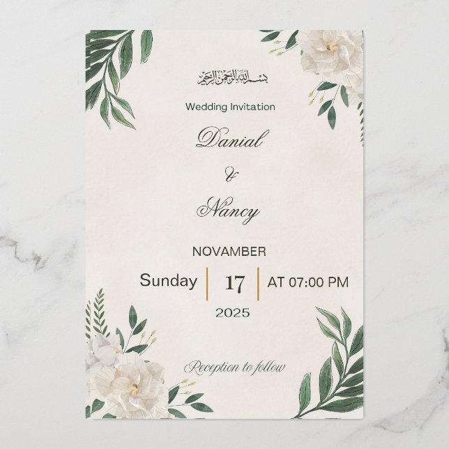 En Aluminium Wedding Invitation (Recto)