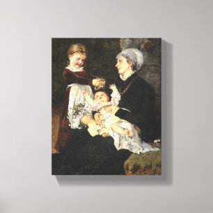 En Ammes Besøg - Bertha Wegmann Fine Art Canvas Print
