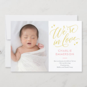 En amour COULEUR ÉDITABLE Faire-part de naissance
