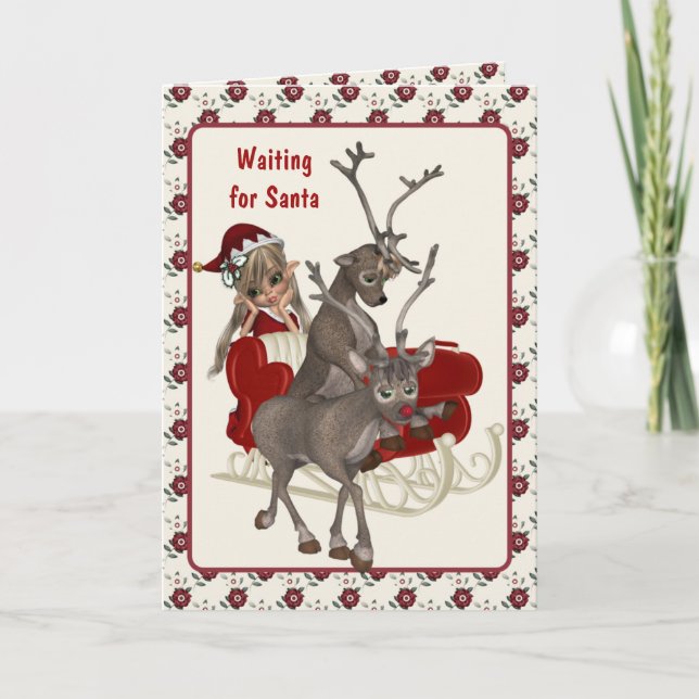 En attente de la carte de Noël Père Noël (Devant)