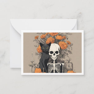 En attente de la carte de note plat Halloween