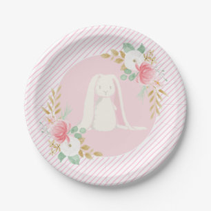 En Carton Assiettes anniversaire Some Bunny florales et rose