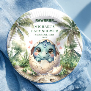 En Carton Assiettes Bientôt Prêtes pour Baby Shower Dinosaur