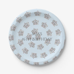 En Carton Assiettes Couronne de Fête Royale Bleue Vintage de