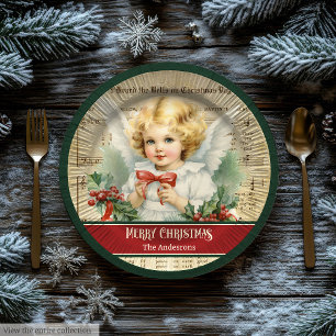 En Carton Assiettes d'ange de Noël vintage personnalisées