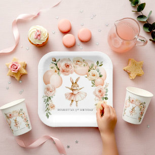 En Carton Assiettes d'anniversaire Ballerine Lapin à l'aquar