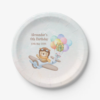 En Carton Assiettes d'anniversaire Pilote Teddy Bear