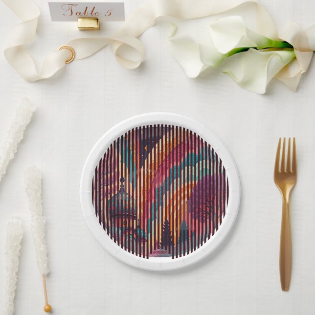En Carton Assiettes de fête à dôme rayé fantaisie – Personna (Mariage)