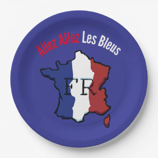 En Carton Assiettes de fête Allez Les Bleus pour les fans de