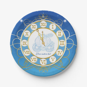 En Carton Assiettes de fête bleu minuit Cendrillon