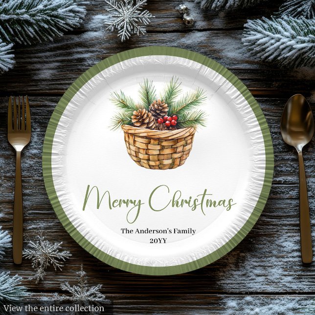 En Carton Assiettes de fête botaniques pour arbre de Noël mo (Modern Boho Christmas Tree Botanical Party Plates)