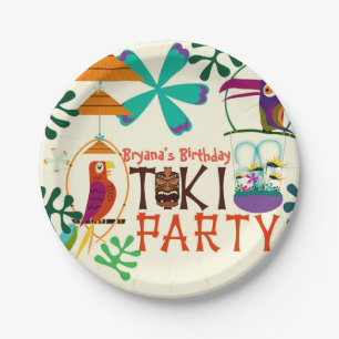 En Carton Assiettes de fête d'anniversaire vintage luau Tiki