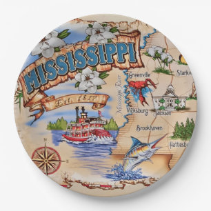 En Carton Assiettes de fête de l'État du Mississippi